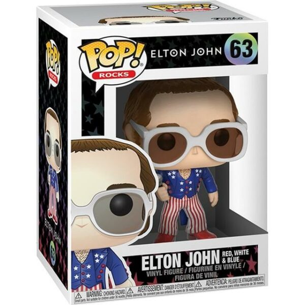 figurine funko pop rocks Elton John patriotic 63 1-1 Pop - ROCKS - Elton John Red,White & Blue (63)