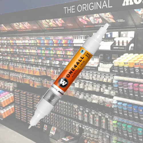 Molotow Acrylic Marker One4All Twin 160 1-1 Molotow Acrylic Marker One4All Twin 1,5/4mm 160 Signal White / Blanc