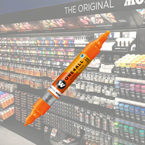 Molotow Acrylic Marker One4All Twin 218 1-1 Molotow Acrylic Marker One4All Twin 1,5/4mm 218 Neon Orange Fluorescent