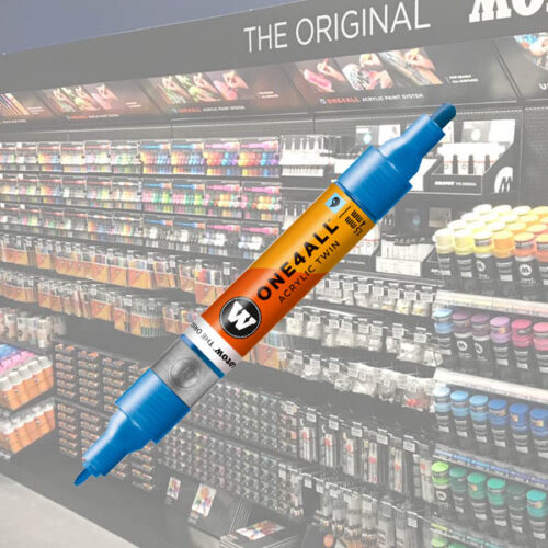 Molotow Acrylic Marker One4All Twin 224 1-1 Molotow Acrylic Marker One4All Twin 1,5/4mm 224 Metallic Blue / Bleu Metal