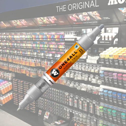 Molotow Acrylic Marker One4All Twin 227 1-1 Molotow Acrylic Marker One4All Twin 1,5/4mm 227 Metallic Silver / Argent Metal