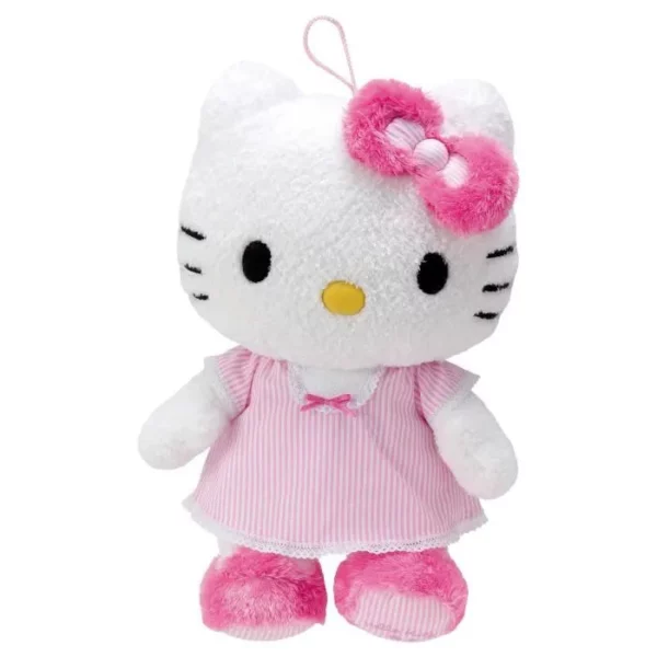Peluche Hello Kitty - Hello Kitty Robe Rose Rayée