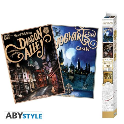 Lot de 2 Posters Harry Potter - Poudlard & Diagon Alley