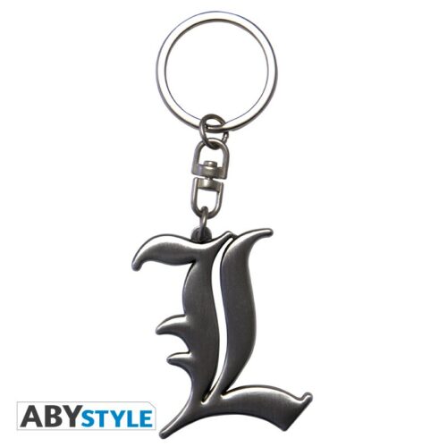 porte clefs death note 3d L Symbole 1-1 Porte-Clés Deathnote - L (Argent)