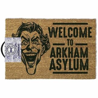 Paillasson DC Comics Joker avec l'inscription "Welcome to Arkham Asylum"