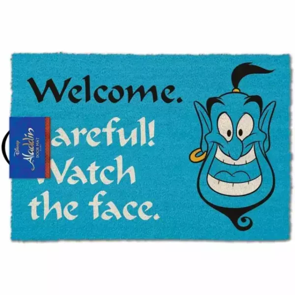 Paillasson Aladdin Génie avec inscription "Welcome Carefull! Watch the Face."