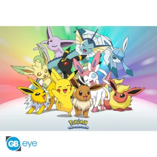 Poster Pokémon Les Evolutions d'Evoli 91.5 x 61 cm