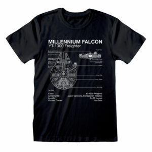 T-Shirt Star Wars - Millenium Falcon Sketch Noir