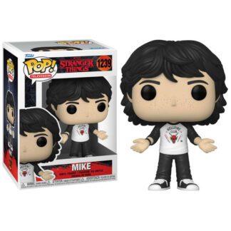 figurine funko pop numéro 1239 de la saison 4 de stranger things. Mike porte son t-shirt du Hellfire Club.