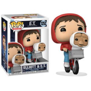 Figurine Funko Pop Elliott avec E.T. l'Extra Terrestre dans le panier de son vélo, numéro 1252