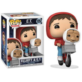 Figurine Funko Pop Elliott avec E.T. l'Extra Terrestre dans le panier de son vélo, numéro 1252