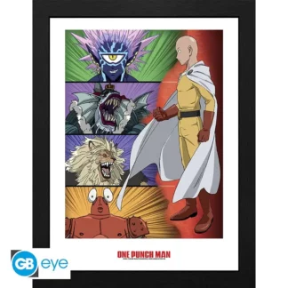 Cadre One Punch Man Saitama Echelle des Mechants 30 x 40 cm