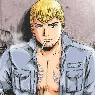 Vignette de Categorie Gto Paradise Lost Eikichi Onizuka fume en chemise de prisonnier au pénitencier de Wangan dans GTO Paradise Lost.