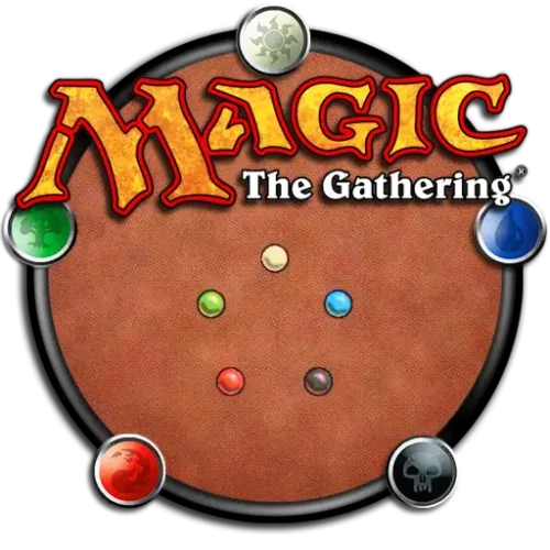 Logo de Magic the Gathering avec les cinq éléments : feu, eau, terre, air et esprit