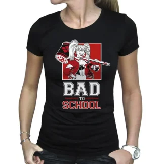 T-shirt noir femme Harley Quinn Bad To School DC