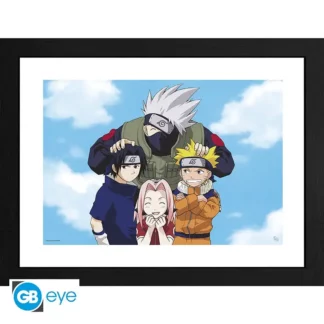 Tirage encadré Naruto Shippuden de l'Equipe 7 de Kakashi avec Sasuke, Sakura et Naruto.