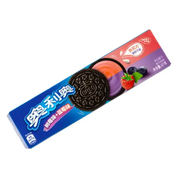 Paquet de Biscuits Oreo Gout Framboise et Myrtille Paquet de Biscuits Oreo au Goût Framboise et Myrtille 97 Grammes