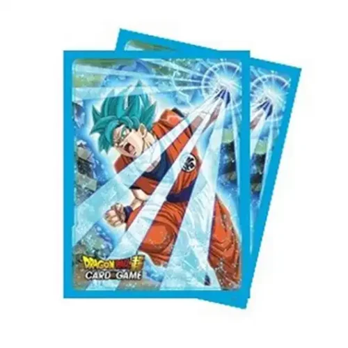 sleeve-ultra-pro-goku-super-saiyan-bleu-dragon-ball-z Lot 65 Sleeves Dragon Ball Z Goku Saiyan God