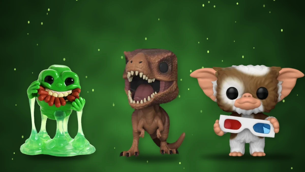 Funko Pop Bouffe-tout de SOS Fantômes, T-Rex de Jurassic Park et Gizmo de Gremlins