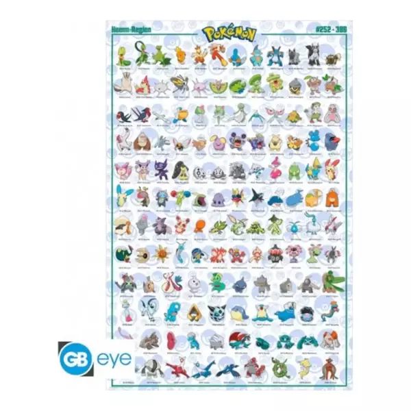 Poster Pokémon Hoenn Français 91,5 x 61 cm Pokémon - Poster Hoenn Français roulé filmé (91.5x61)