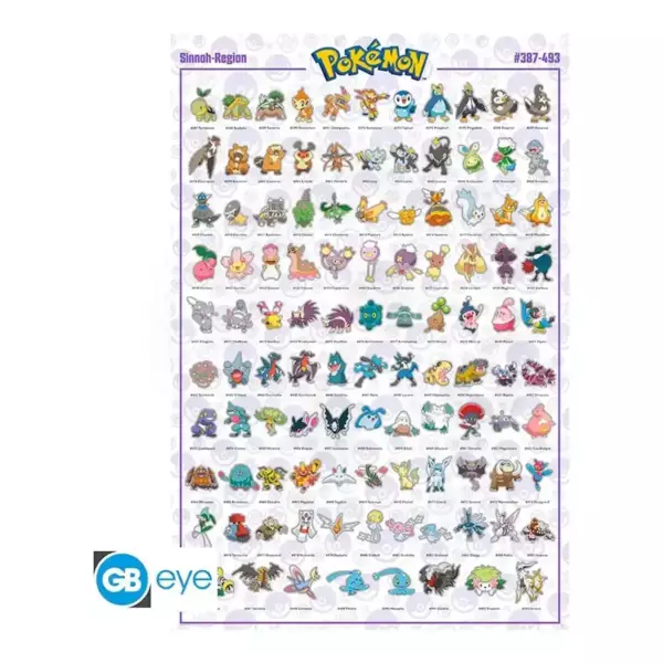Poster Pokémon Sinnoh Français 91,5 x 61 cm Pokémon - Poster Sinnoh Français roulé filmé (91.5x61)